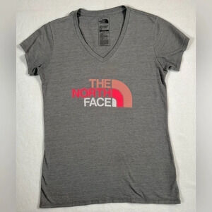 THE NORTH FACE Women’s Short Sleeve Tee Slim Fit Logo Gray Pink‎ Small Gorpcore